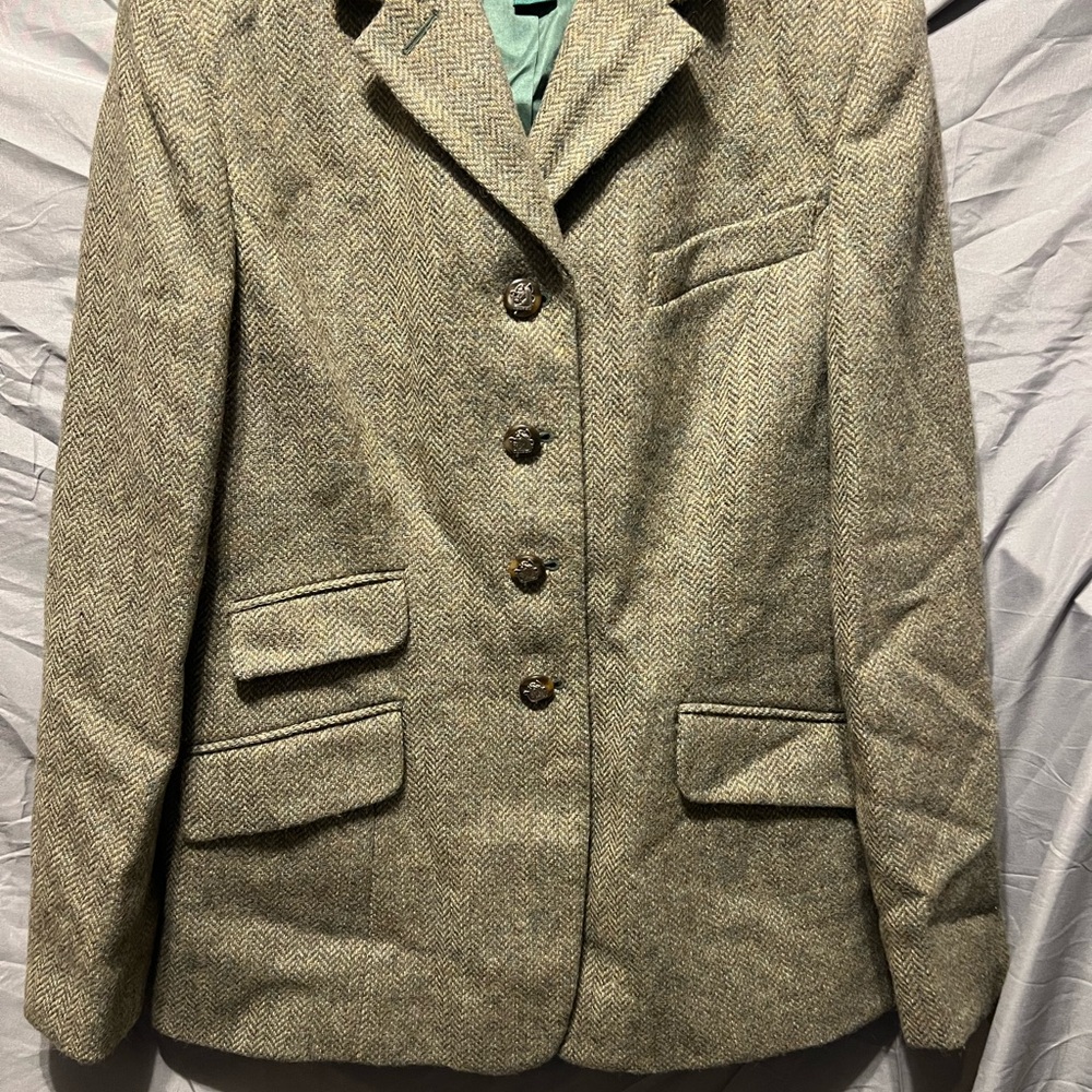 Vintage Ralph Lauren Women's Herringbone Blazer in Green